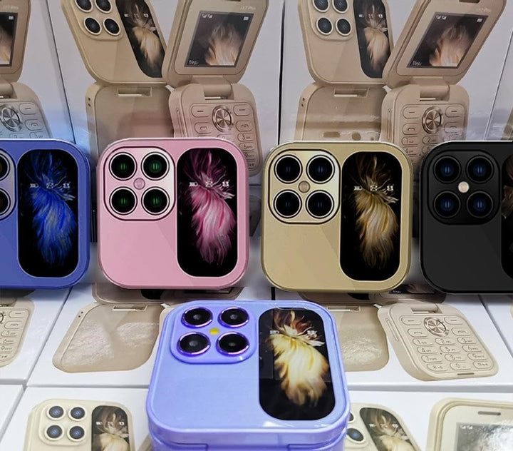 Das intuitive Display des FlipLite Mini-Handys zeigt klare Icons für Anrufe und Nachrichten.