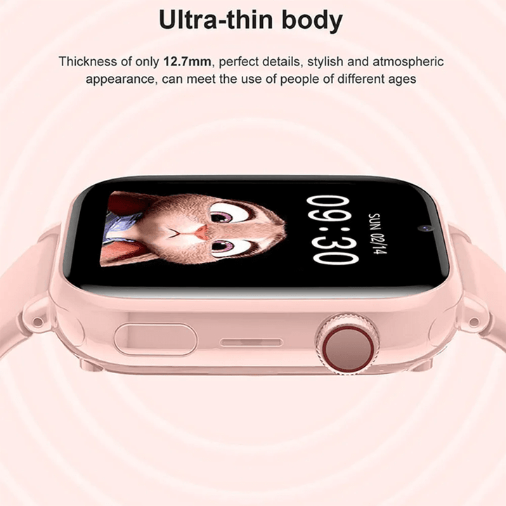 Wasserdichte Kinder-Smartwatch in Grün, ideal für Spiel und Sport, mit GPS-Ortung und 4G-Kommunikation.