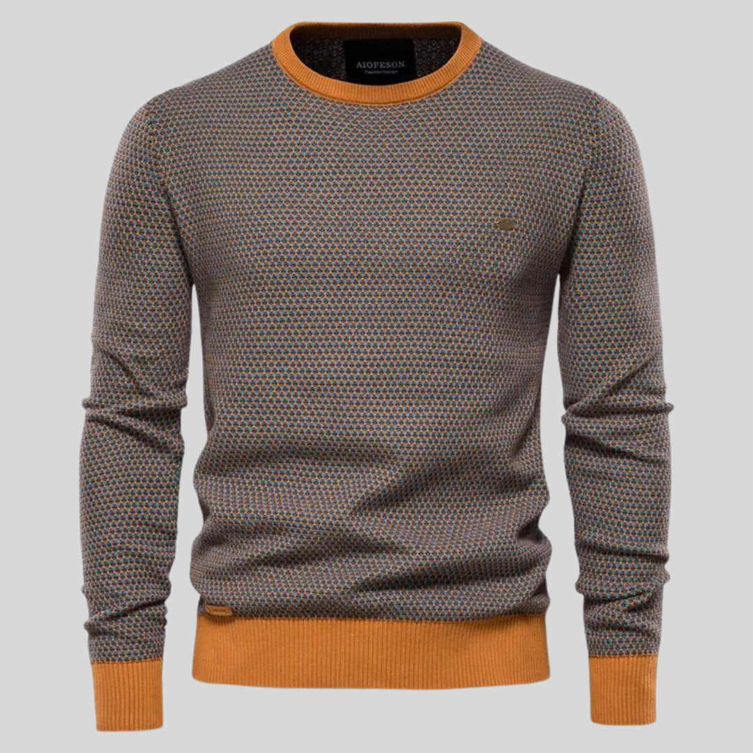 Komfortabler khaki Herren Strickpullover. Vielseitiger Basic Pullover mit Rundhals für Freizeit & Alltag.
