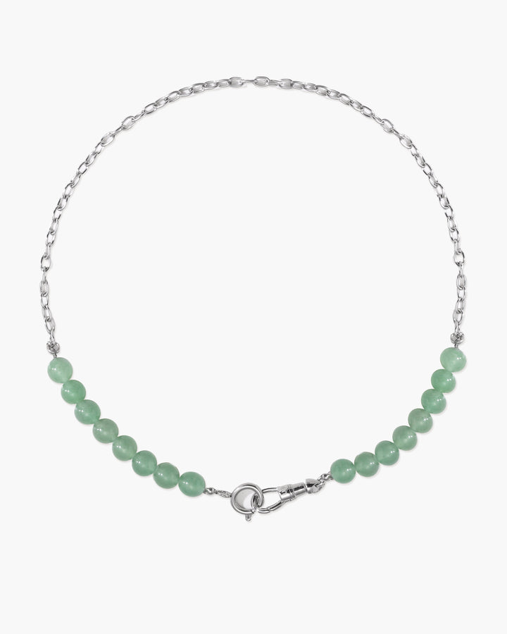 Klare Bergkristall Perlenkette für Damen. Wasserdicht, hypoallergen & mit Charm Holder. Eleganter Edelstahlschmuck.