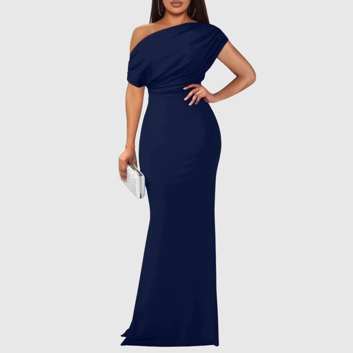 Bequemes und elegantes Damen Maxikleid, One-Shoulder Abendkleid, langes Design für lange festliche Nächte.
