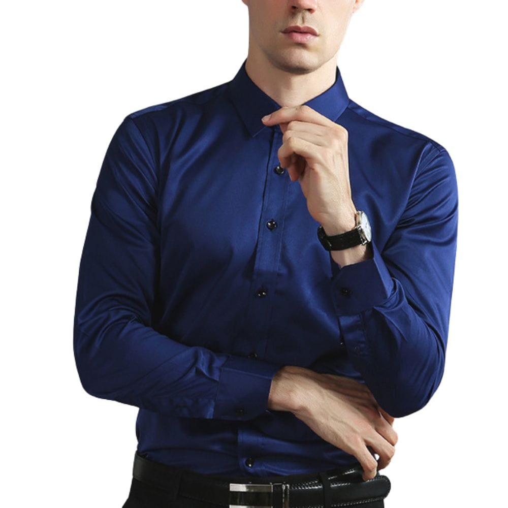Schwarzes, stretchiges Herren Business Hemd, knitterfrei & schnelltrocknend, perfekt für professionelle Herrenmode.