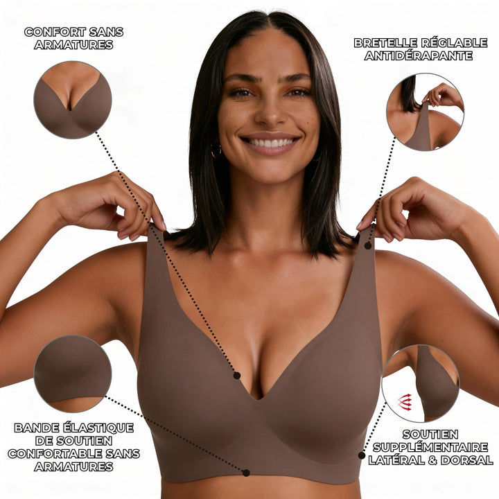 Weißer Komfort BH für Damen, Soft Material, Alltagstauglich, ohne Bügel.