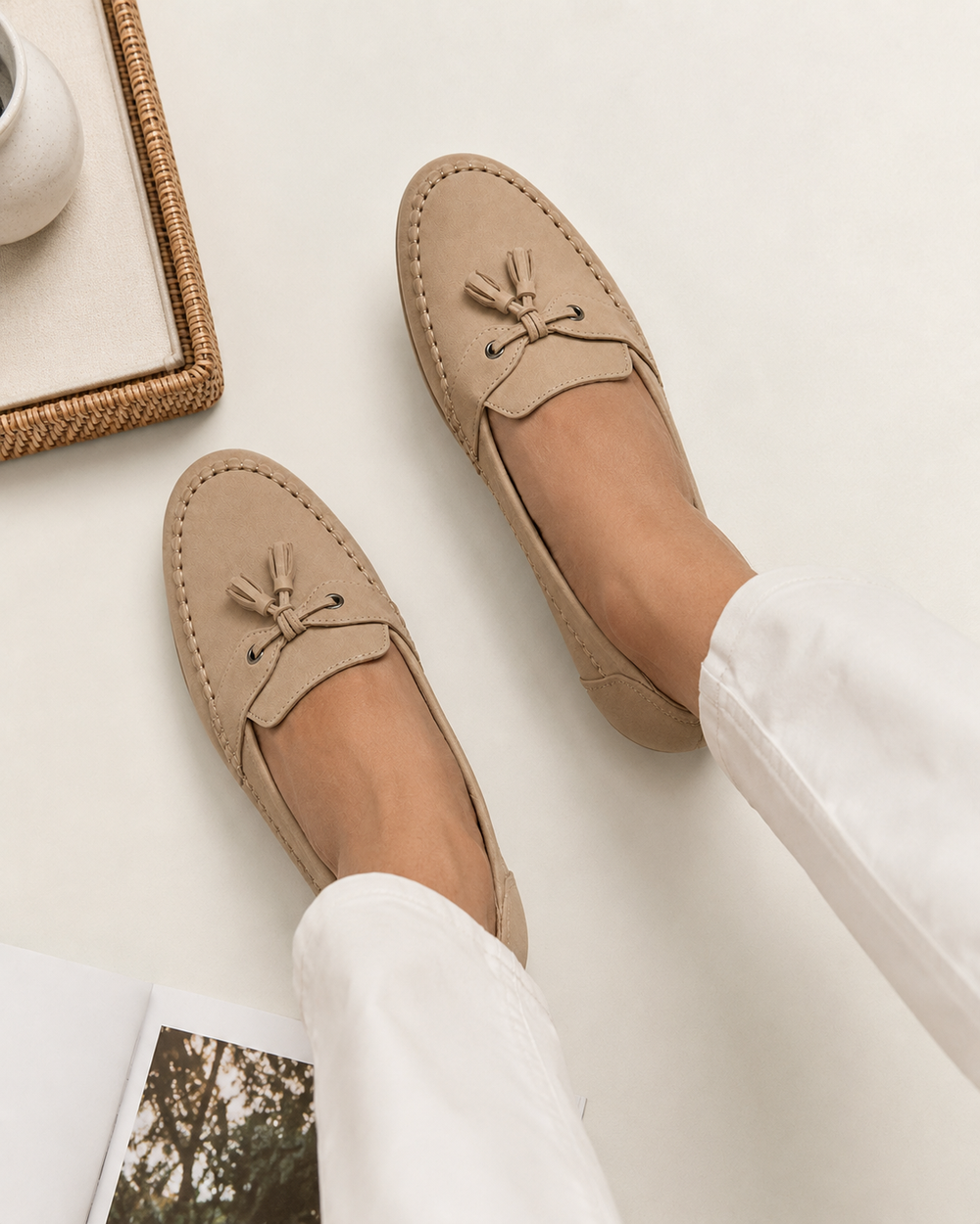 Weiche Damen Mokassins im Vintage-Stil, bequeme Freizeitschuhe für täglichen Komfort.