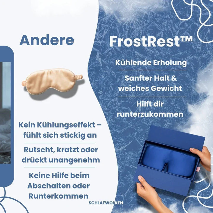 Dunkelheitsspendende Schlafmaske für tiefe Nachtruhe. Kühlend & beruhigend für maximalen Schlafkomfort.