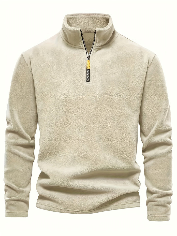Bequemer Herren Half-Zip Pullover mit Stehkragen. Langarm-Sweater für Alltagskleidung & Winter, hoher Komfort.