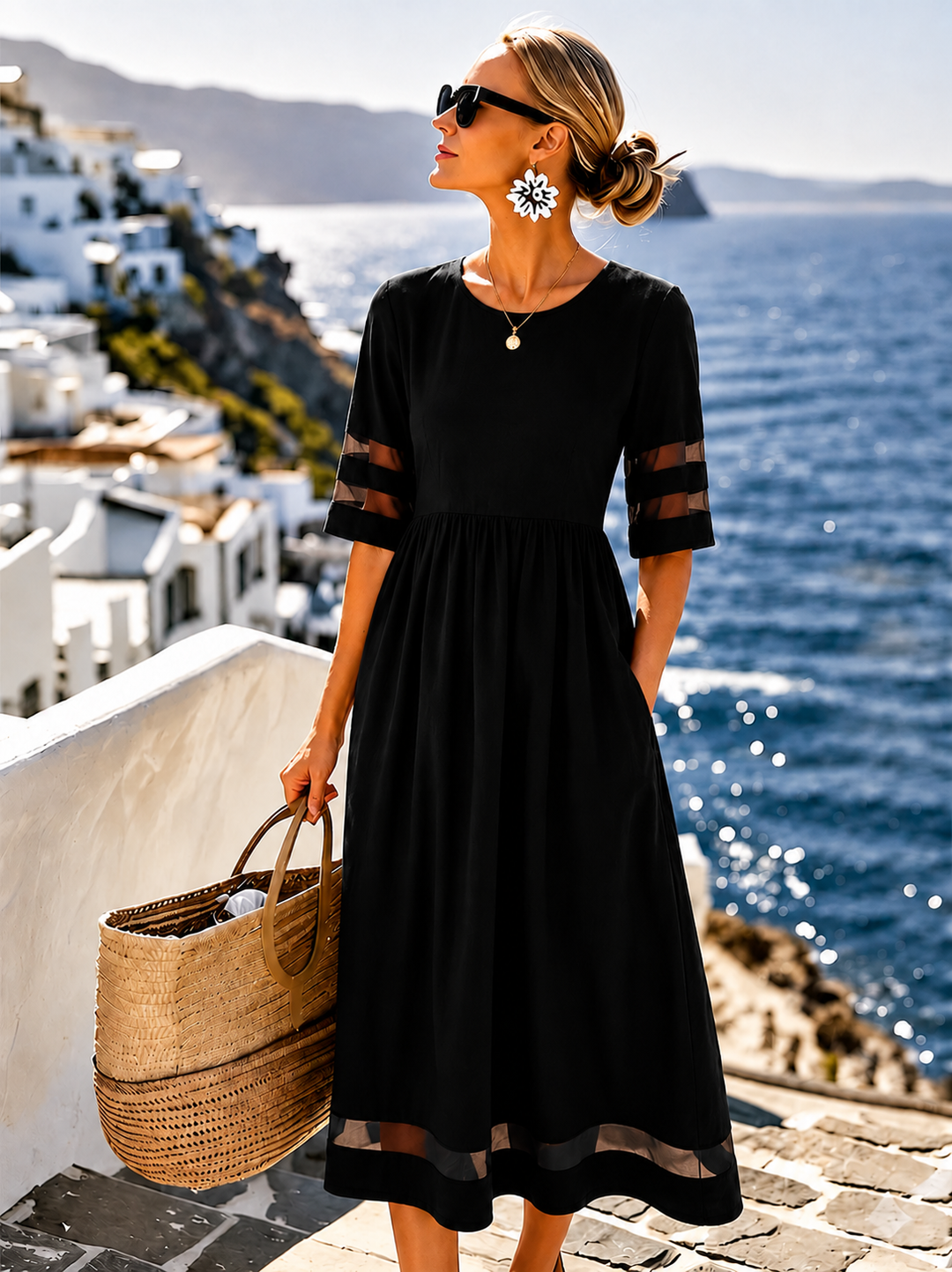 Figurbetontes Damen Midi-Kleid mit Bauchweg-Effekt, schmeichelhaft für eine elegante Silhouette.