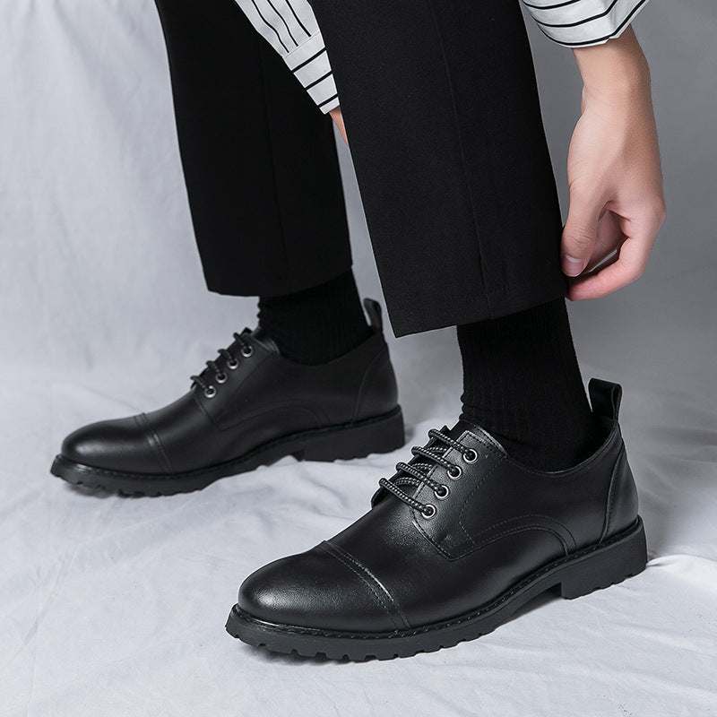 Elegante schwarze Herren Business-Schuhe, vielseitig für Büro & formelle Garderobe, mit rutschfester Sohle.