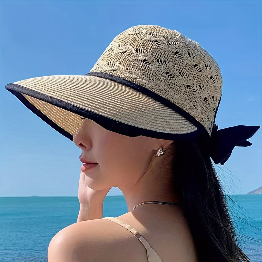 Damen geflochtener Sommerhut Norah mit eleganter Schleife, idealer Sonnenschutz für Strand & Urlaub.
