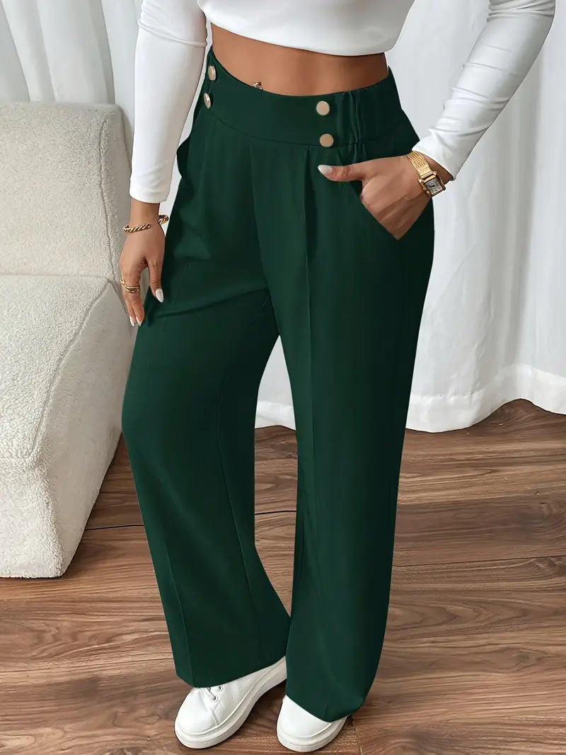 Alltagshose Damenhose, weites Bein, elastischer Bund. Stilvoll, komfortabel & vielseitig kombinierbar.