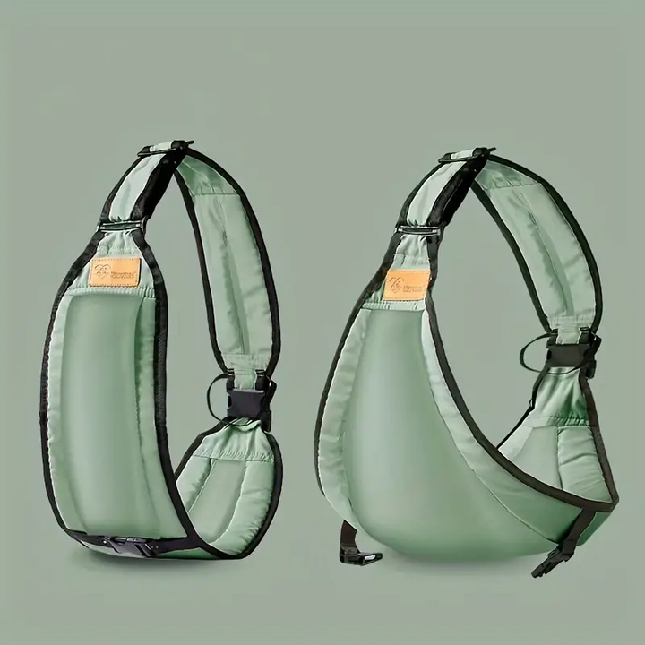 Praktische ergonomische Babytrage für aktive Eltern. Bequeme Tragehilfe, verstellbar & atmungsaktiv, ganzjährig.