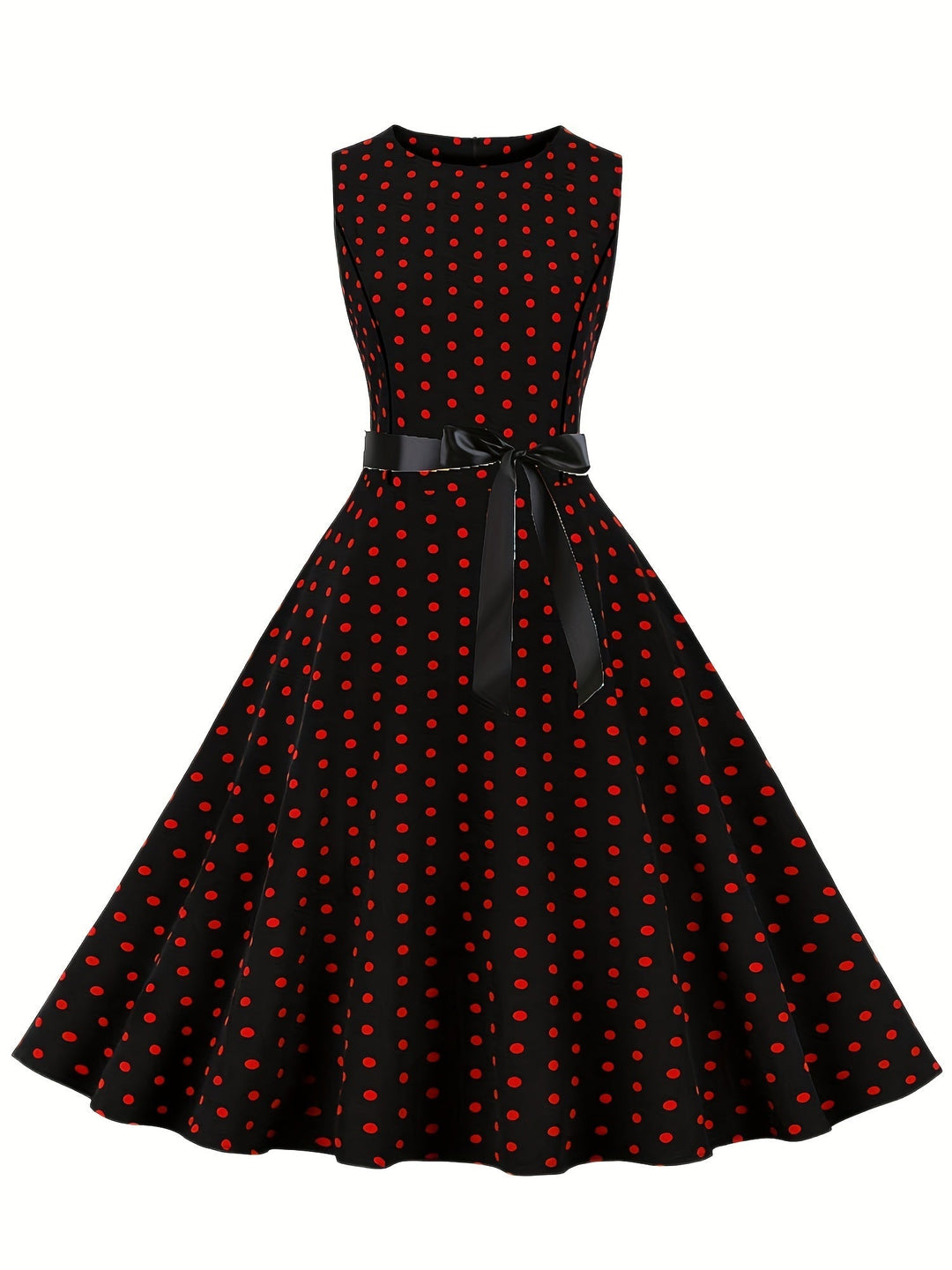 Retro Damen Rockabilly Kleid, elegante Polka Dots, A-Linie, perfekt für Sommer.