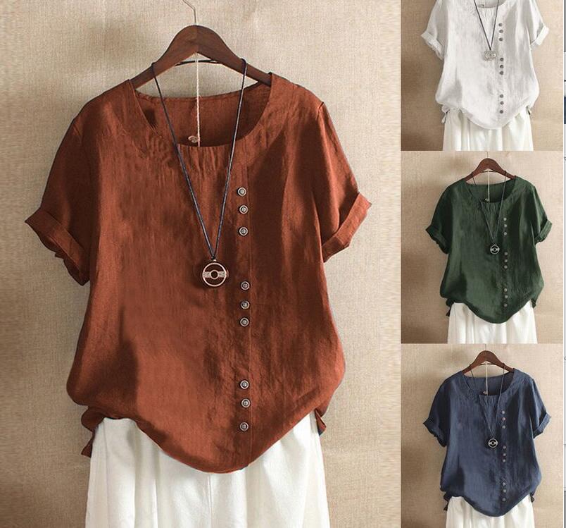 Damen Blusenshirt mit Schrägknopf-Design für lässigen Alltagslook.