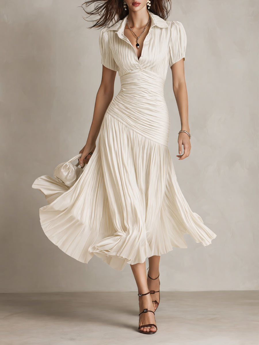 Stylisches Retro-Midikleid für Damen, gestreift, perfekt für festliche Anlässe & Abendmode.