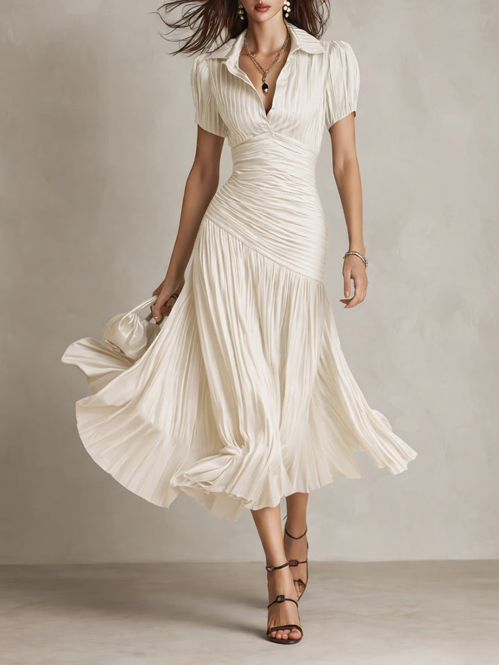 Stylisches Retro-Midikleid für Damen, gestreift, perfekt für festliche Anlässe & Abendmode.