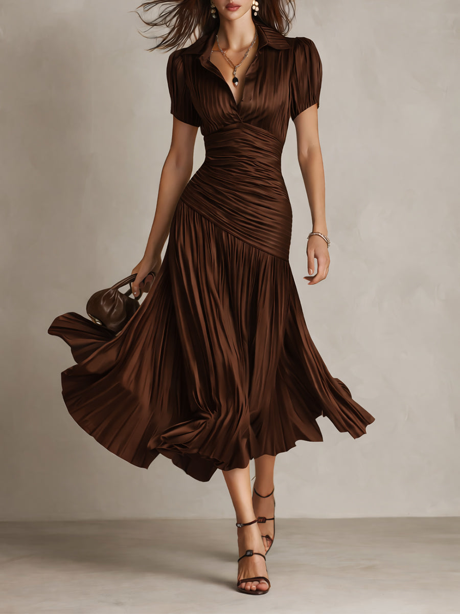 Vielseitiges Damen Midikleid, gestreift, im Retro-Look. Geeignet als elegantes Freizeit- & Abendkleid.