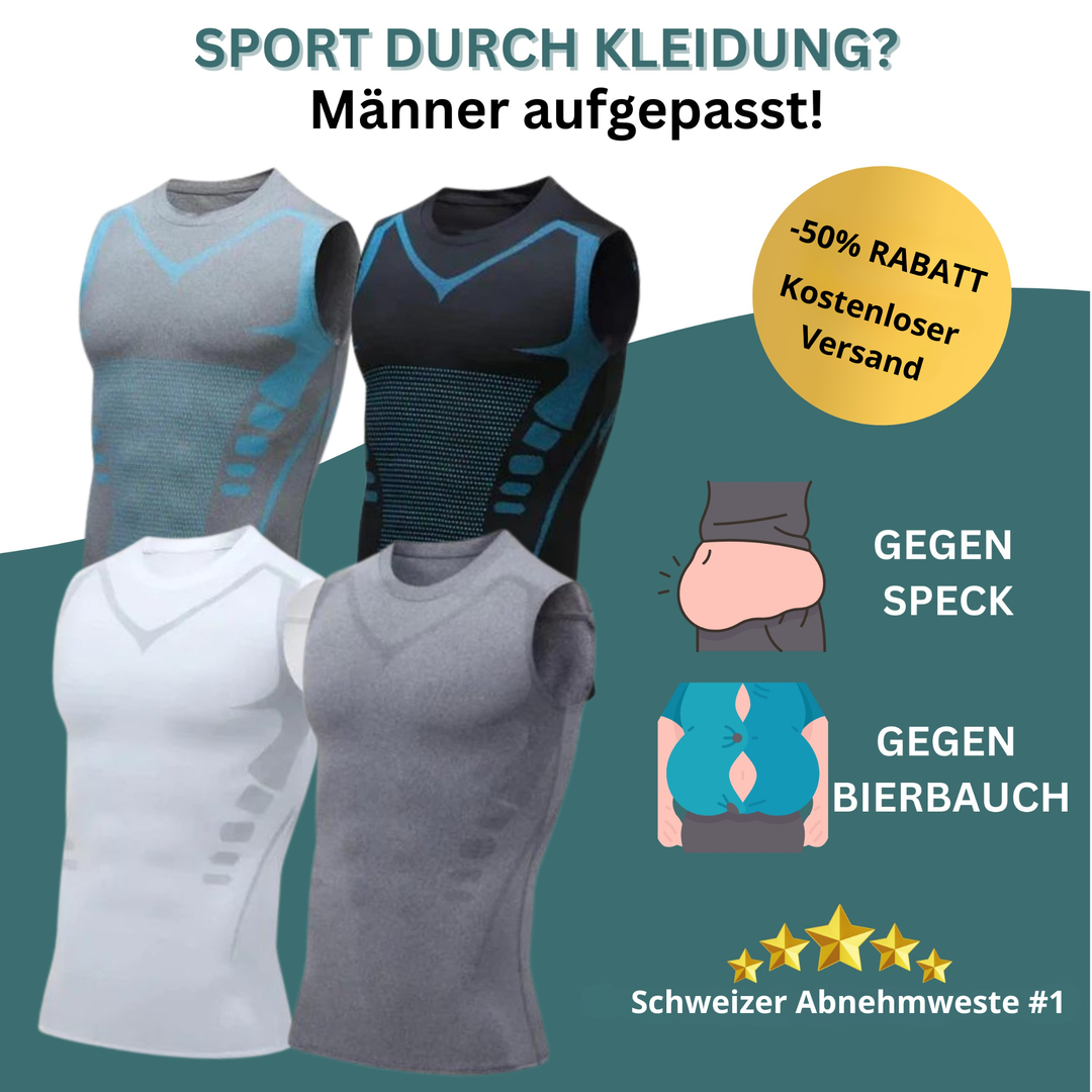 Maenner Kompressionsweste für sofort schlankere Silhouette & Haltungskorrektur. Formwäsche Herren.