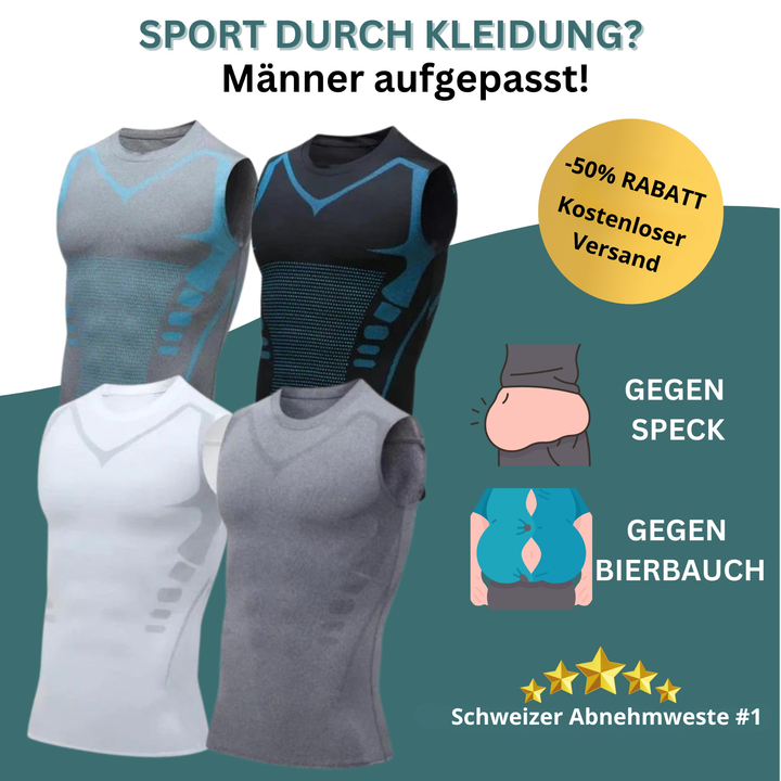 Maenner Kompressionsweste für sofort schlankere Silhouette & Haltungskorrektur. Formwäsche Herren.