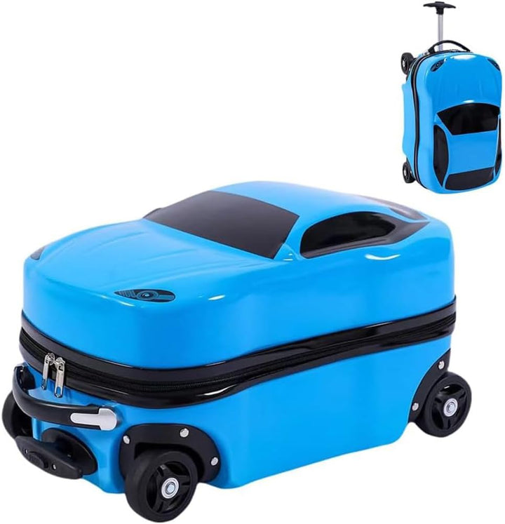 Vielseitiger Kindertrolley als Rollkoffer, 18 Zoll, mit Teleskopgriff und Platz für Spielzeug.