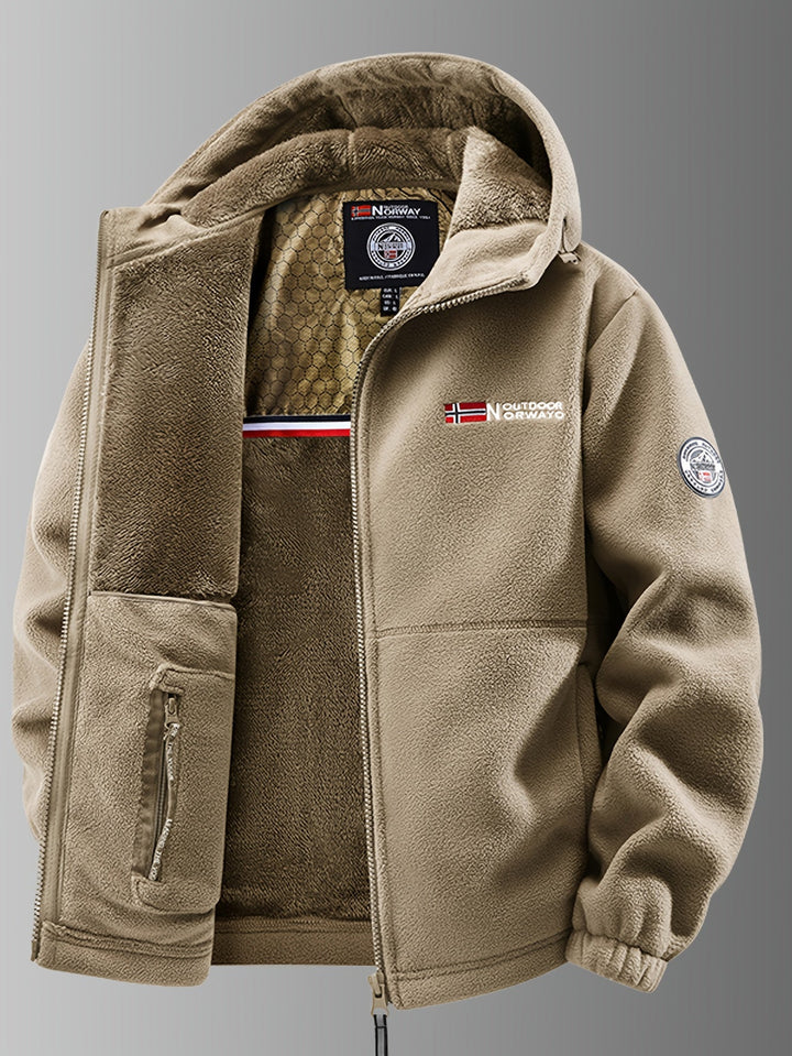 Funktionale Herren Outdoorjacke mit Kapuze. Schützt vor Wind, Kälte & Nässe. Ideal für Sport & Freizeit.