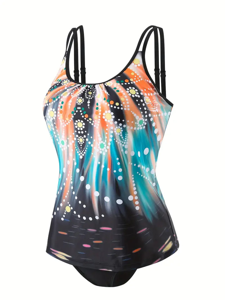 Elegantes schwarzes Damen Tankini Set, locker geschnitten für maximalen Komfort. Vielseitige Schwimmmode für den Urlaub.