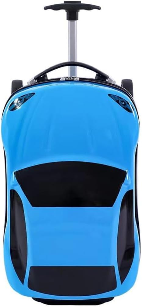 Fröhlicher Kindertrolley, 18 Zoll, im Rennauto-Look mit ausziehbarem Griff, perfekt für den Urlaub.