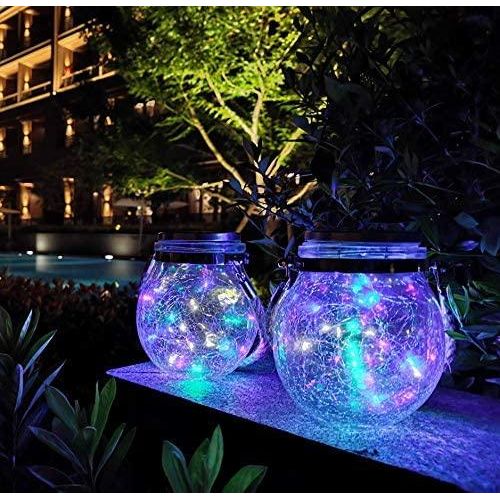 Solar Einmachglasleuchte Lunara aus Rissglas, stimmungsvolle LED-Gartenbeleuchtung warmweiß.