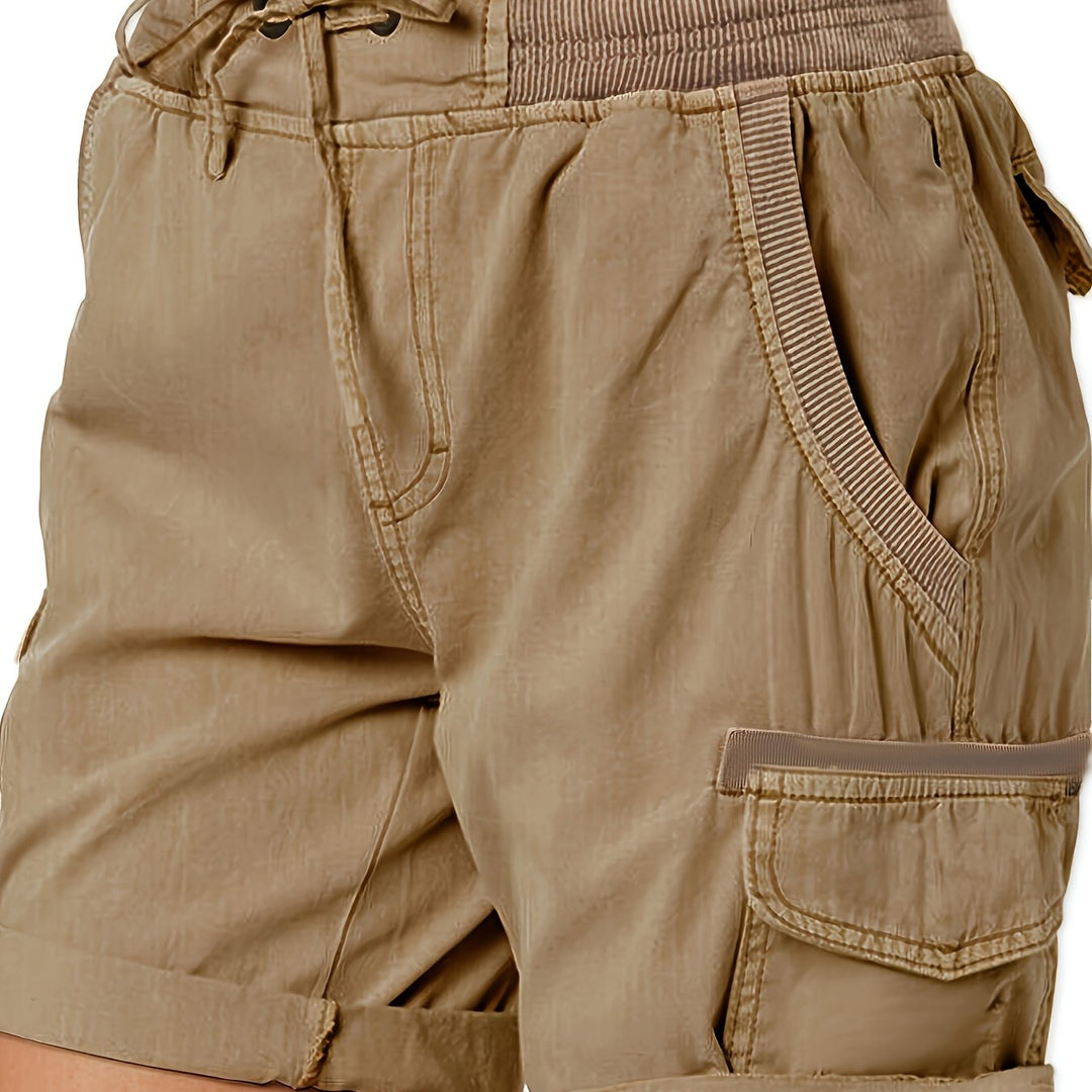 Sportliche Damen Kurze Hose, Cargo Shorts mit Kordelzug, atmungsaktiv, für aktive Freizeit.