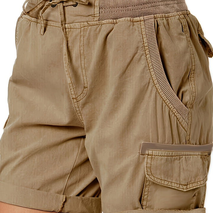Sportliche Damen Kurze Hose, Cargo Shorts mit Kordelzug, atmungsaktiv, für aktive Freizeit.
