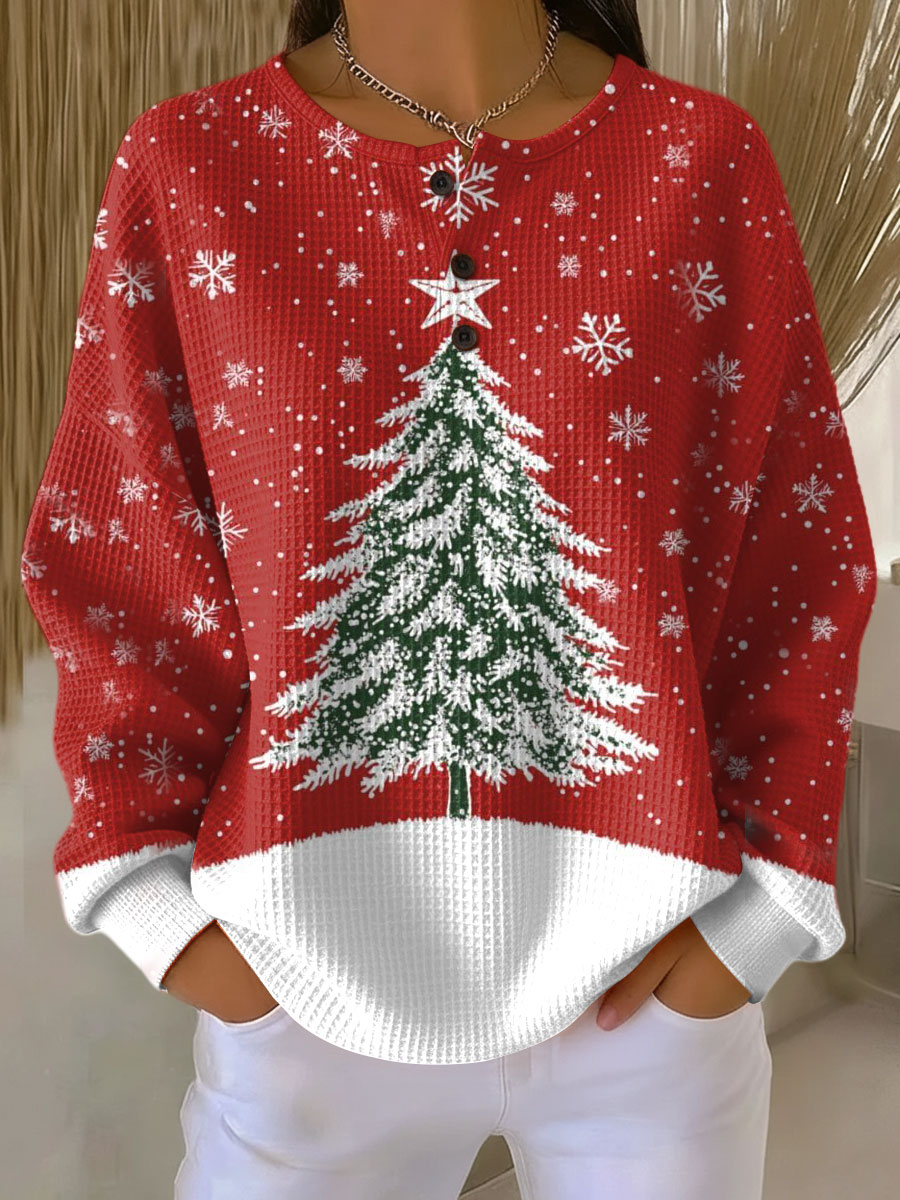 Bequemer Damen Waffelstrick-Pullover, ideal für Freizeit. Vielseitiger, warmer Langarm-Strickpullover für kühle Tage.