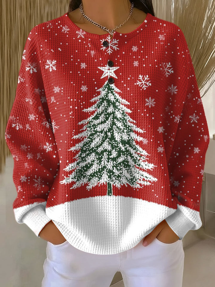 Bequemer Damen Waffelstrick-Pullover, ideal für Freizeit. Vielseitiger, warmer Langarm-Strickpullover für kühle Tage.