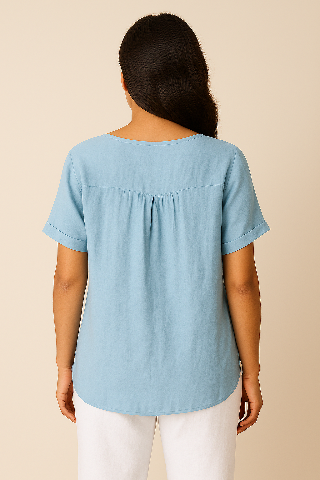 Elegante Damen Langarm Bluse, locker geschnitten, ideal als Casual Freizeit Oberteil für Sommer. Bequeme Damen Mode.