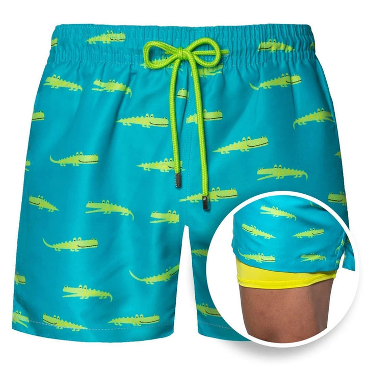 Hochwertige doppellagige Herren-Strandshorts, atmungsaktiv & schnelltrocknend.