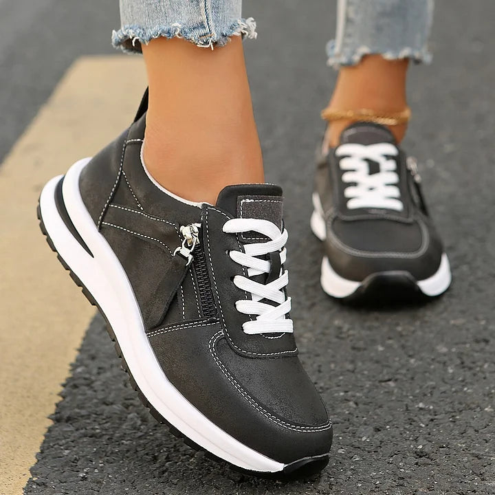 Federleichter Damen Alltags-Sneaker mit Reißverschluss; bietet optimalen Komfort & Halt den ganzen Tag.