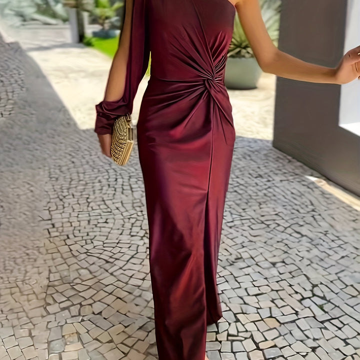 Stilvolles Damen Abendkleid, One-Shoulder, lang & figurbetont, perfekt für den roten Teppich.
