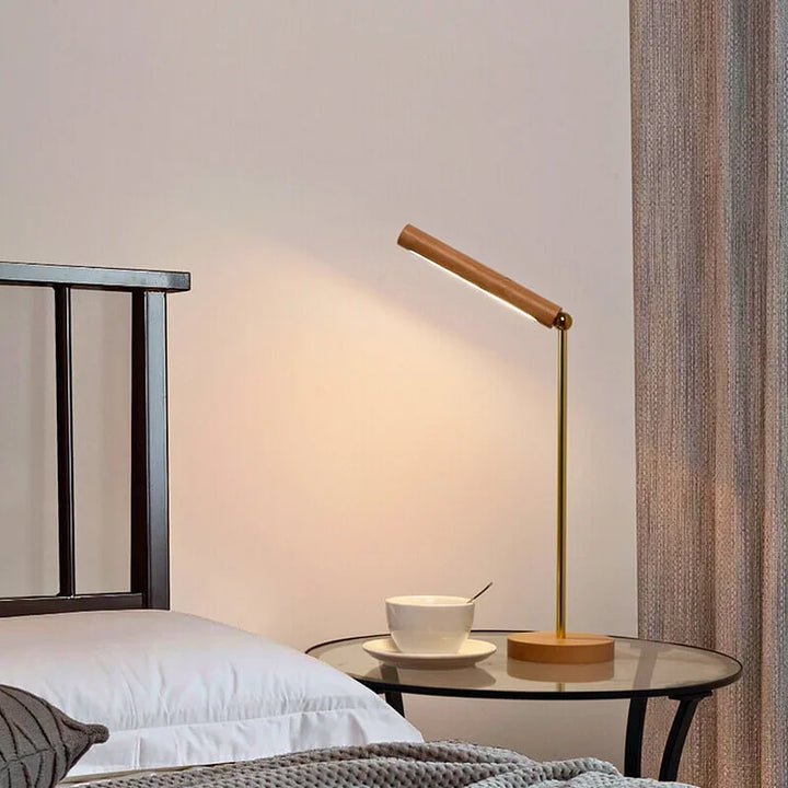 Magnetische Holz-Tischlampe mit flexibler LED für Wohnzimmer & Schlafzimmer; moderne Akzentbeleuchtung.