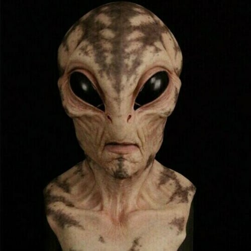 Unisex Alien Latexmaske, handbemaltes Kostüm für Halloween, Cosplay und Sci-Fi-Events, Vollkopfdesign.