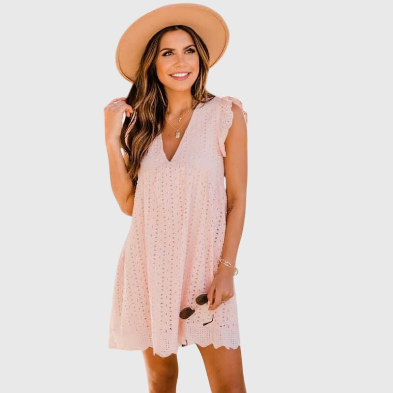 Luftiges Damen Mini-Kleid im Relaxed Fit, V-Ausschnitt, ärmellos, ein Must-have für den Sommer.