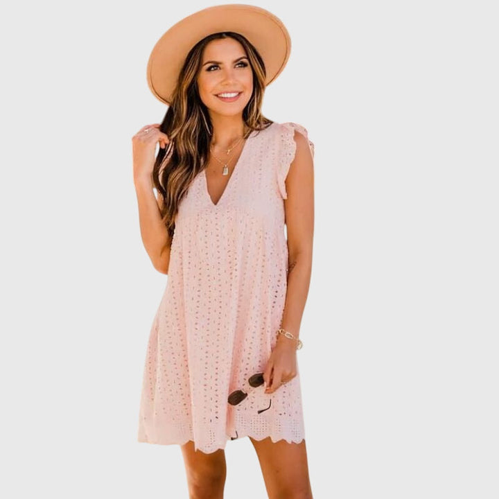Luftiges Damen Mini-Kleid im Relaxed Fit, V-Ausschnitt, ärmellos, ein Must-have für den Sommer.