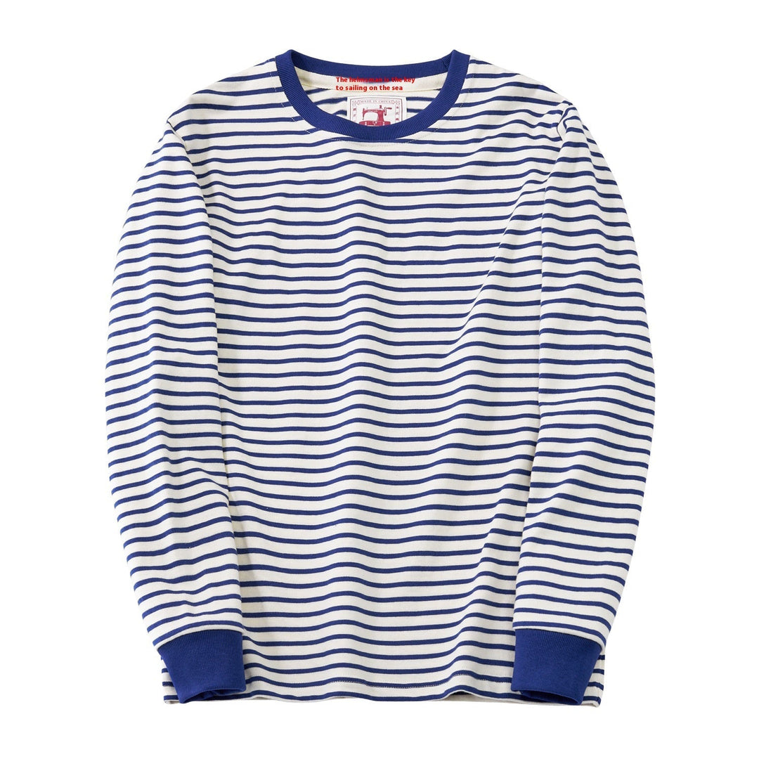 Herren Langarmshirt gestreift, Rundhalsausschnitt, Casual Look für Frühling & Herbst.