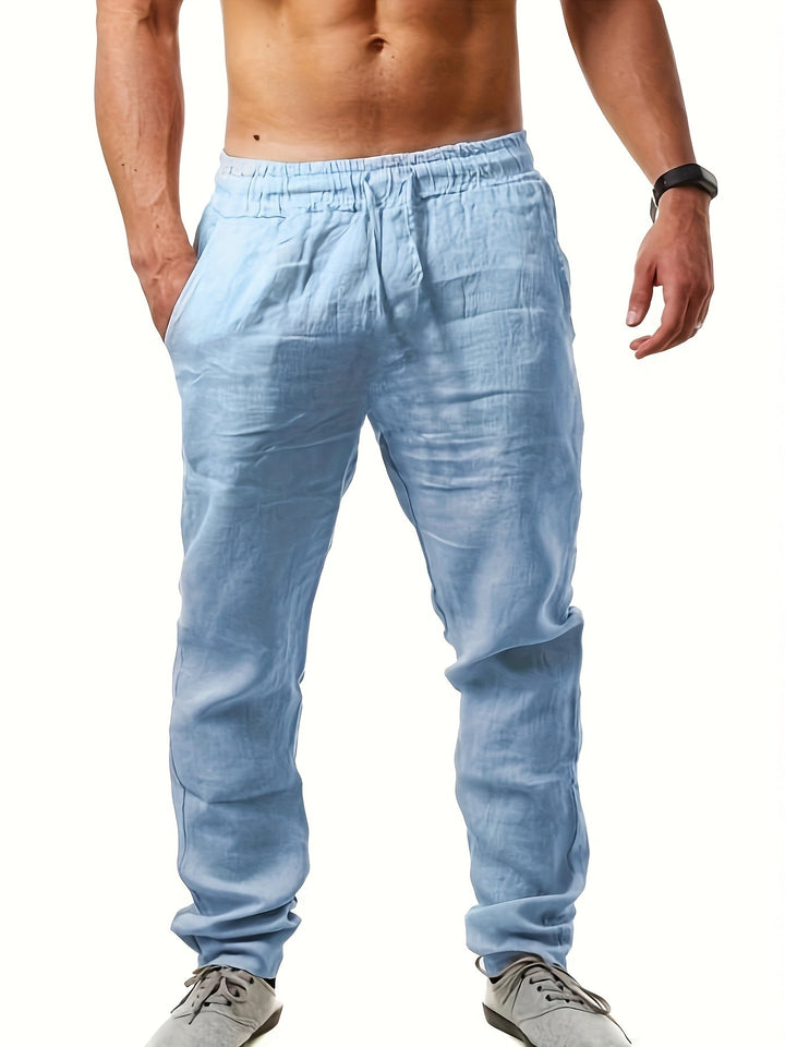 Vielseitige Herren Sommerhose Kordelzug, beige, für Strand, Urlaub oder Alltag.