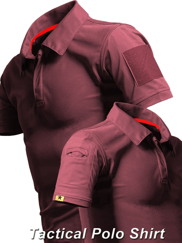 Detailansicht: Robustes Herren Tactical Polo Shirt aus atmungsaktivem Funktionsstoff. Ideal für Sport & Arbeit.