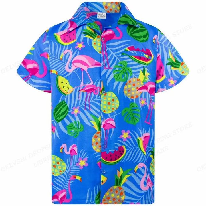 Cooles 3D Flamingo Hemd für Männer; ein Must-have für tropische Sommer-Outfits.