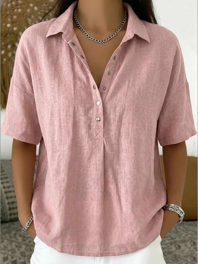 Elegante Damen Kurzarm-Freizeitbluse mit entspanntem Schnitt. Ideal für Sommer, Büro & Urlaubsreisen.
