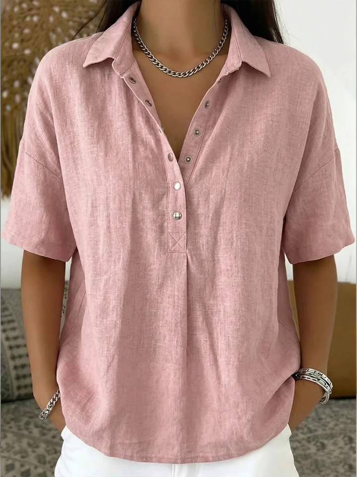 Elegante Damen Kurzarm-Freizeitbluse mit entspanntem Schnitt. Ideal für Sommer, Büro & Urlaubsreisen.
