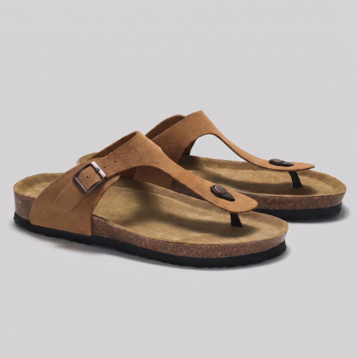 Bequeme Herren Sandalen, T-Riemen Design als Alltagsschuhe für drinnen und draußen.