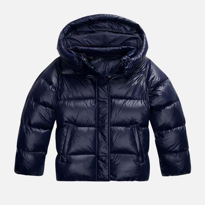 Hochwertige Damen Winterjacke, Steppjacke in Blau, warm und tailliert, exzellenter Kälteschutz.