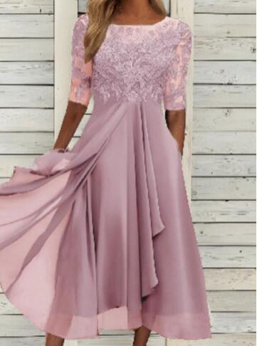 Festliches Damen Midikleid in A-Linie, perfekt als Hochzeitsgast- oder stilvolles Abendkleid für den Sommer.