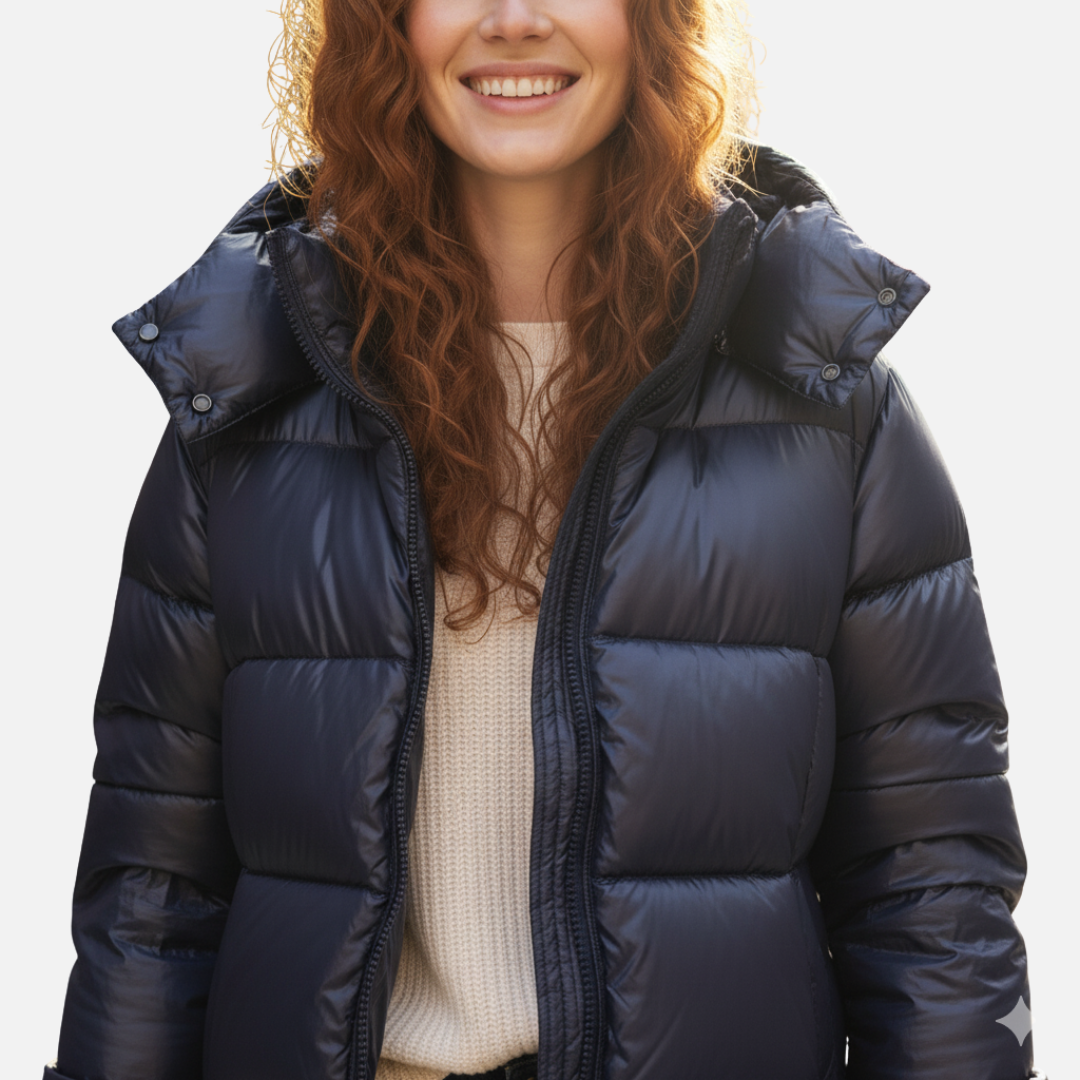 Grüne Damen Steppjacke, idealer Kälteschutz, modische und warme Oberbekleidung für den Winter.