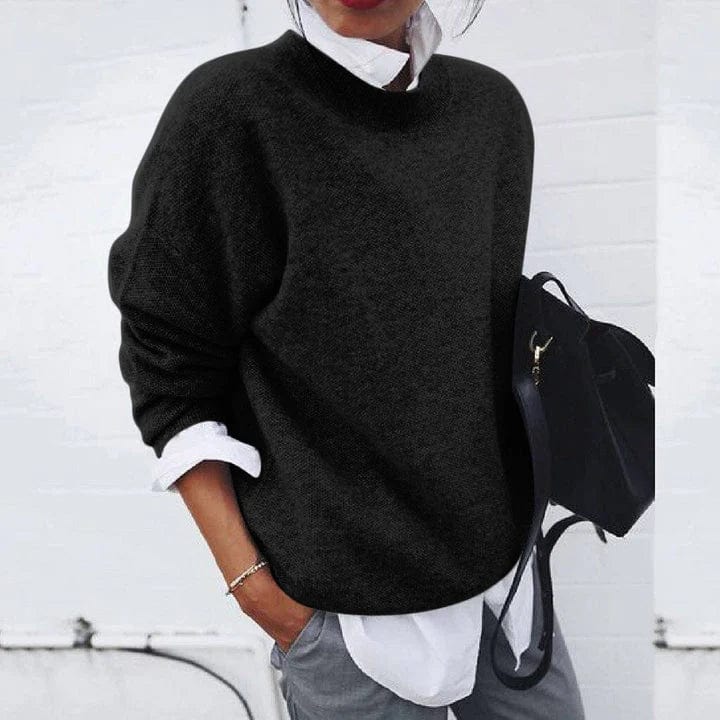 Vielseitiger Basic Damenpullover, ideal als Langarm-Oberteil für Herbst- und Wintermode. Weich & bequem.